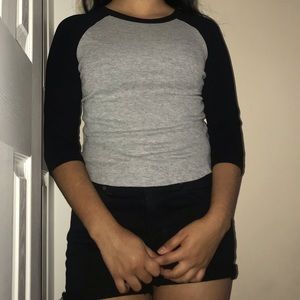 Grey and black baseball top